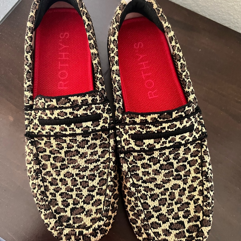 Rothy's Animal Print Loafers with Red Insole